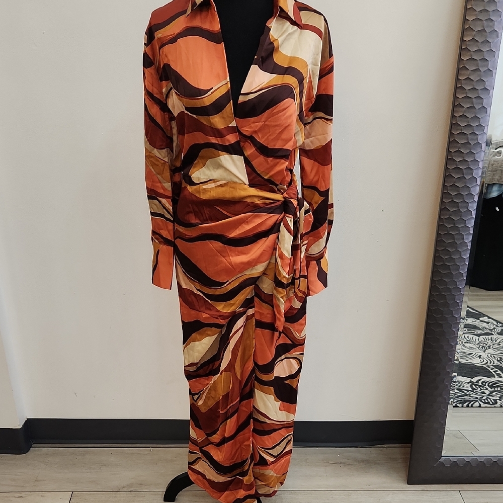 Fashion NOVA Autumn Waves Long Sleeve Dress Size Small